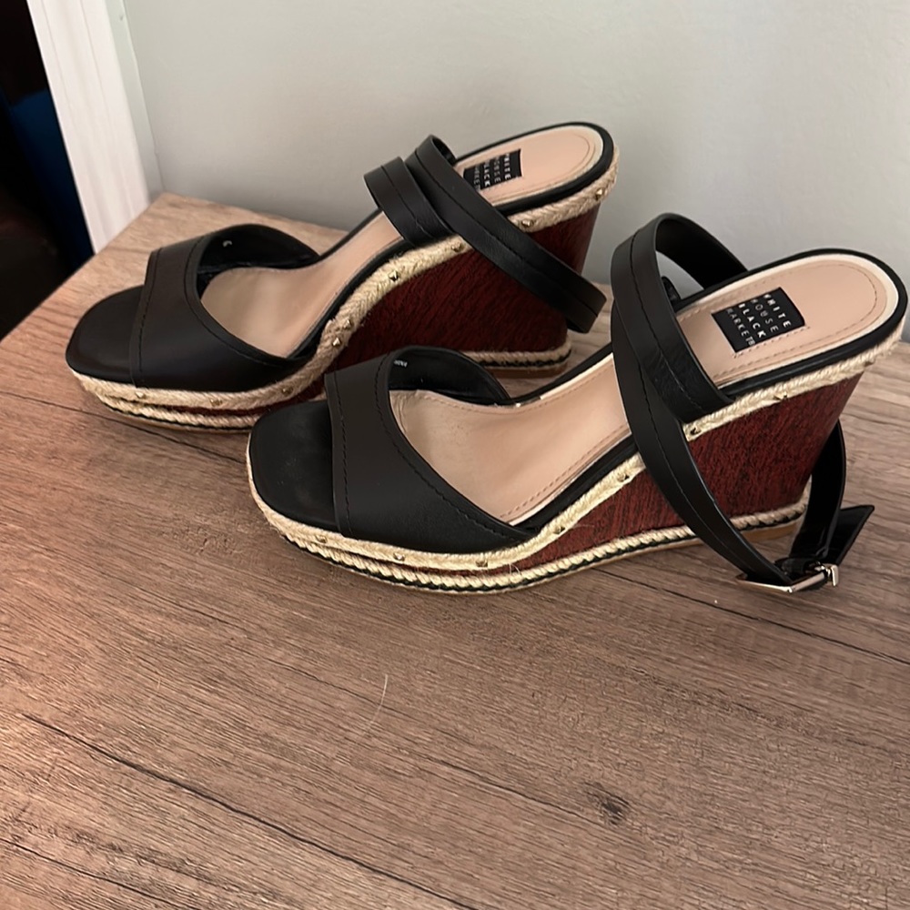 White House Black Market Open toe wedge heels
